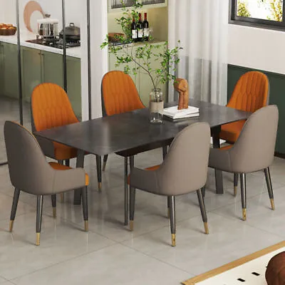 Dining Table And Chair Set For 6-8 Person Kitchen Marble Island Table Metal Legs • $159.94