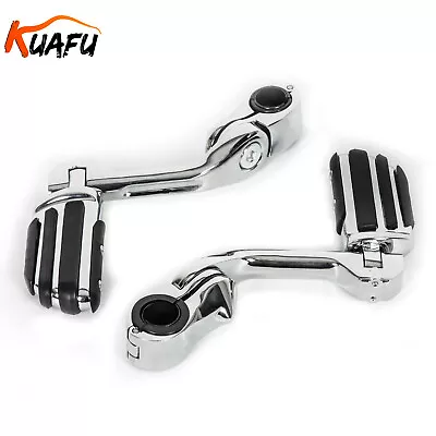 Chrome Long Highway Foot Pegs Fits Harley Touring Road King Street 1-1/4  Bars • $39.59