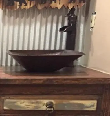 15  Square Hand Hammered Copper Vessel Bathroom Vanity Countertop Sink • $169.95
