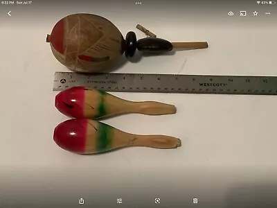 Set Of 2 Handcrafted Hand Painted Maracas Hand Carved Small • $11.91