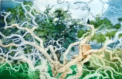 G H Rothe OAKBRANCHES II Green Tree Hand Signed On Paper ARTworkr L@@K • $1700