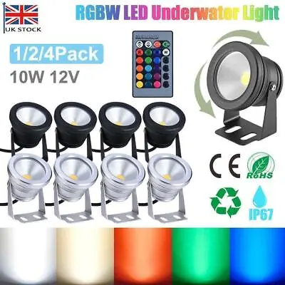 Waterproof 10W 12V RGB LED Light Fountain Pool Pond Spotlight Underwater Light • £9.29