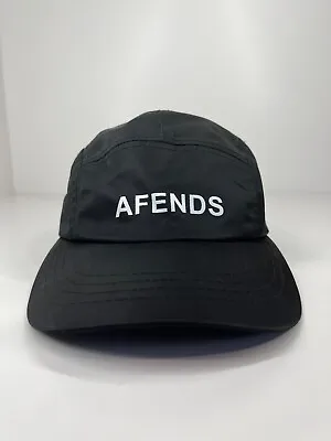 AFENDS 5 Panel Black Cap Hat Recycled Nylon Adjustable Strap One Size Fits Most • $29.95