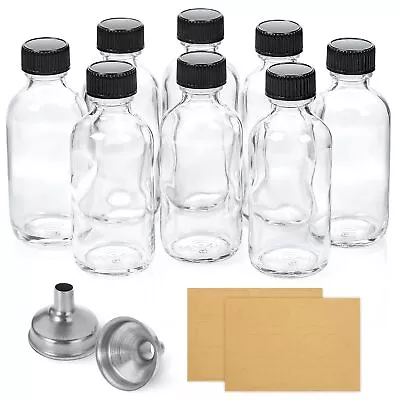 8 Pack 2 Oz Shot Bottles With Caps Glass Jars With Lids Small Clear Glass • $13.80