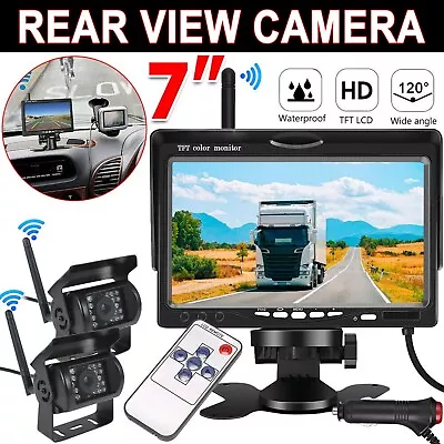 7  Wireless Rear View Kit HD LCD Monitor Reverse Camera For Truck Caravan RV VAN • $125.99