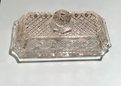 Vintage AVON Clear Crystal Covered Butter Dish Cape Cod Waves No Chips • $9.99
