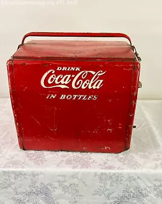 Vintage Original 1960s Large 18-Inch Red Metal Coca-Cola Bottle Cooler USA Made • $9.99