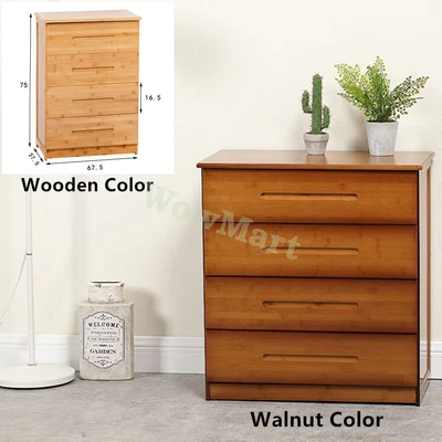 $135.95 • Buy Bamboo Chest Of Drawer Tallboy Dresser Table Bedroom Storage 4 Drawer Cabinet