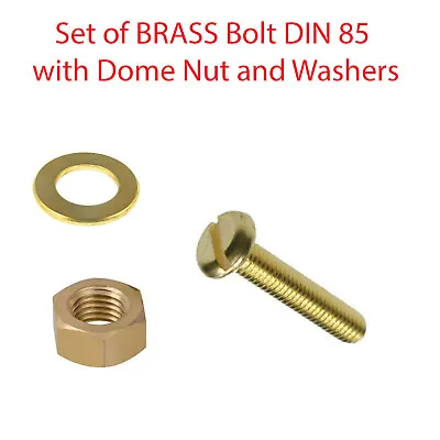 Set BRASS SLOTTED Cheese Slot PAN HEAD Machine Screw Nut Washers M3 M4 M5 M6 • £2.99