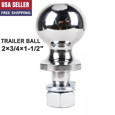 Chrome Trailer Hitch Ball 2-Inch Diameter 3/4 X 1-1/2-Inch Shank3500 Lbs /US • $9.89