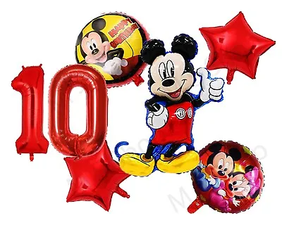 Mickey Mouse Party Supplies Red Foil Latex Balloon Set Kids Birthday Decoration • $8.69