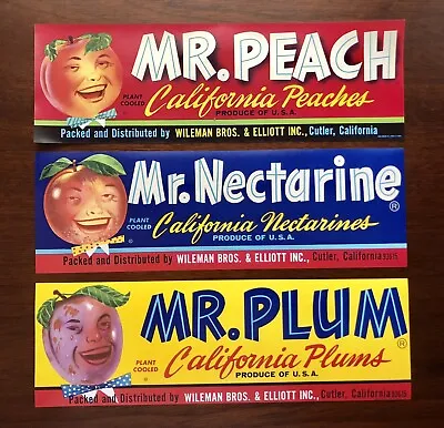 NOS Authentic Vintage Anthropomorphic Fruit Crate Label Lot Of 3 • $14.99