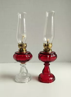 Pair Ruby Queen Hearts Oil Lamps Mini • $30