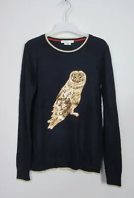 £24.99 • Buy New Womens Boden Navy Sequin Owl Knit Jumper Size XS
