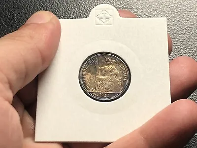 France Indochine Coins 10 Cent Silver 1922 BU Toning Original Vintage_LDP Shop. • $100