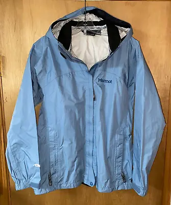 Marmot Phoenix Rain Jacket Women's Light Blue Hooded Waterproof - Size M • $44.98