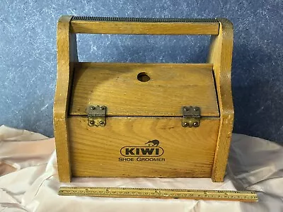 Vintage Kiwi Shoe Groomer Box Shoeshine Polish Care Valet Wooden Storage 1569y • $24.95