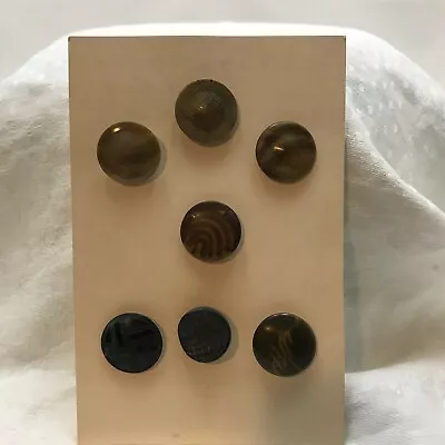 7 Vintage Vegetable Ivory Buttons On A Display Card With Notes Art Deco Antique • $15.61
