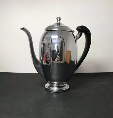 Vintage Krome Kraft Chrome Tea/Coffeepot Bakelite Handle Farber Brothers 1940/50 • $21