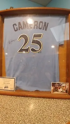 Mike Cameron Milwaukee Brewers Certified Autographed Worn T-Shirt In Shadow Box • $215