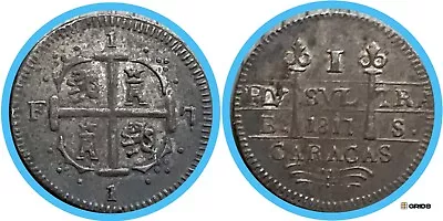 World Coins Venezuela Caracas Royalist Coinage 1817 1 Real Silver • $1349