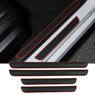 Rubber Door Scuff Sill Cover Panel Step Protector Car Interior Accessories Black • $22.65