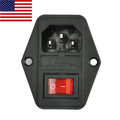 250V 10A IEC320 C14 Mount Male Plug 3Pin Panel Power Inlet Socket W Fuse Switch • $2.87