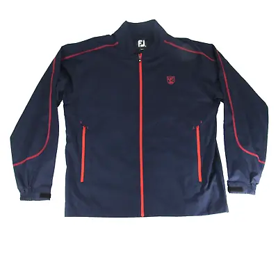 FootJoy Sport Golf Windshirt Men's 2XL Full Zip Windbreaker Navy Blue/Red 32643 • $22.49