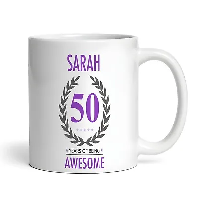 50th Birthday Gift For Women Purple Ladies Birthday Present Personalised Mug • £11.66