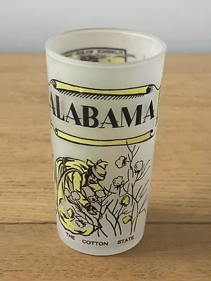 Vintage Alabama Cotton State Frosted Yellow Souvenir Glass 5  Tall • $5.99
