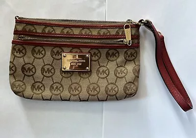 Michael Kors Red Print Gold-Tone Hardware Mini Bag Wristlet • $19.99