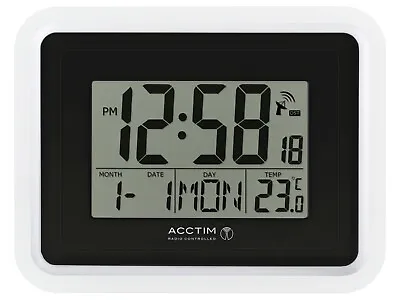 £40 • Buy Acctim Delta Digital Wall / Desk Clock Radio Controlled Tabletop LCD Display