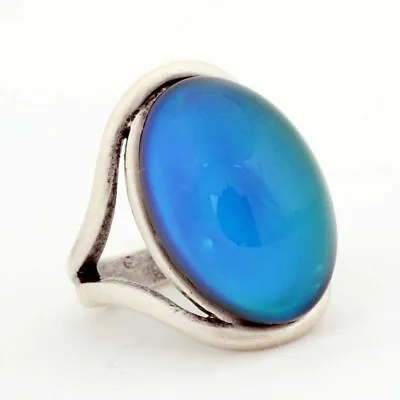 New Filigree Large Stone Mood Ring Silver Plated Size 7.5 Women • $17.07