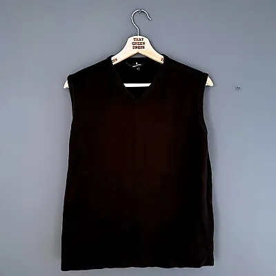 £1 • Buy Mens Black 100% Cotton Sleeveless Vest Tank Top Size Medium BX32