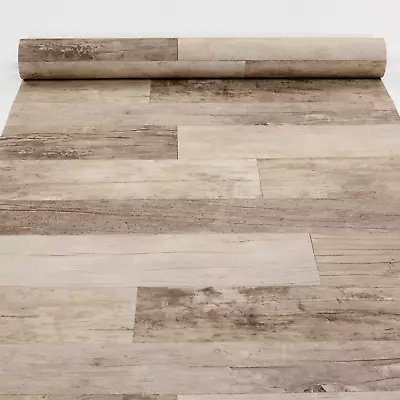 £8.95 • Buy Rasch Natural Wooden Plank Panel Effect Wallpaper Brown Beige Textured SALE