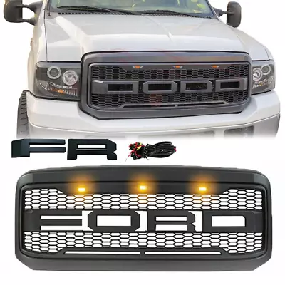 Matte Black Raptor Grill W/Letter Grille For F250 F350 Ford Super Duty 2005-2007 • $172.84