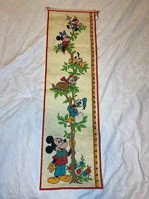 Vintage Disney Growth Chart Felt 36 Inch Mickey Donald Bambi Pluto Minnie   70s • $50