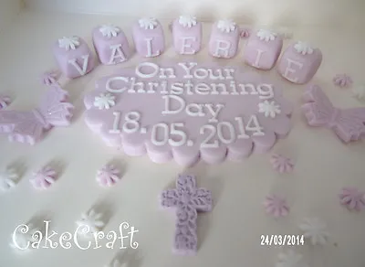 Christening Baptism Birthday Plaque Edible Handmade Cake Decorations Topper • £14.69