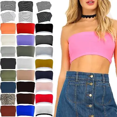 £2.99 • Buy New Womens Ladies Boobtube Strapless Bandeau Stretchy Vest Bra Cropped Crop Top