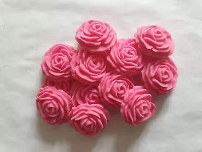 12 ROSES 18mm - EDIBLE SUGAR WEDDING CAKE DECORATIONS / TOPPERS  • £3.50