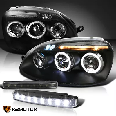 Black Fits 2006-2010 VW Jetta LED Halo Projector Headlight+8-LED Fog Lamps • $177.38