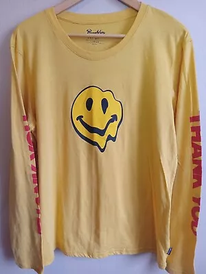 Brooklyn Cloth Smiley Face Melt Thanks For Nothing Men's Large Yellow Crew Neck • $15