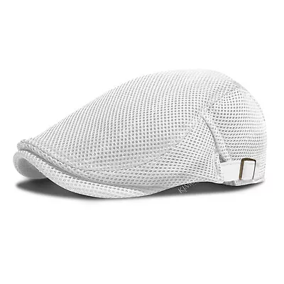 Flatcap Summer Men's Breathable Mesh Ivy Cap Beret Newsboy Hat Gatsby Cabbie II • $9.99