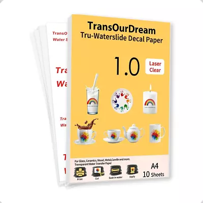 £11.05 • Buy TransOurDream Tru-Waterslide Decal Paper Laser Clear 10 Sheets A4 Printable For