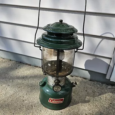 VINTAGE GREEN COLEMAN 1970'S MODEL 220F TWO MANTLE LANTERN Untested Rust Spots  • $25.99