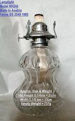 Glass Oil Lamp Base With Queen Ann Burner + New Wick Vintage • £34.75