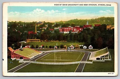 New Stadium Ohio University Birdseye View Athens Ohio C1925 WB Postcard K23 • $12.50