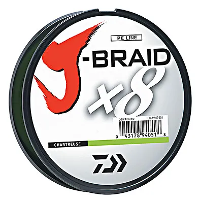 Daiwa J-Braid X8 Braided Fishing Line - 330 Yards (300 M) Chartreuse Line • $26.28