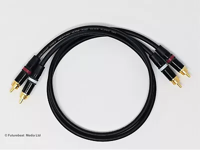 Van Damme Pro Grade RCA Phono Cable Silver Plated Pure OFC Black 25cm • £16.79