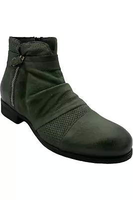 Miz Mooz Leather Zippered Ankle Boots Sunny Forest • $79.99